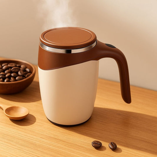 Automatic Magnetic Stirring Mug, 380ml – Rechargeable Self Stirring Coffee Cup – Mixes Coffee, Milk, Tea, Cocoa(Brown) - Royalkartautomatic coffee mixer