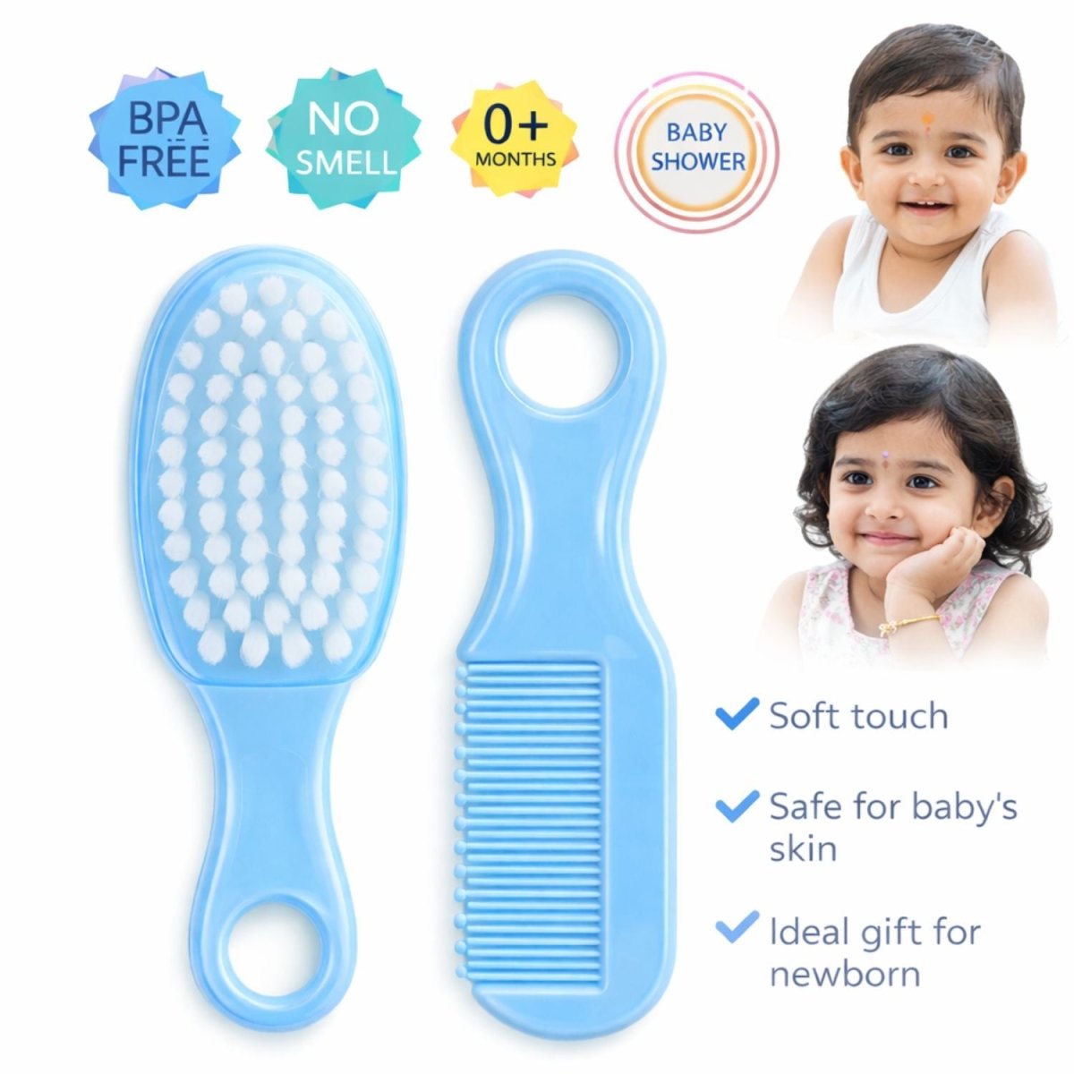 Baby Comb & Brush Set (Blue) Baby Comb & Brush Set- RoyalkartBaby Comb & Brush Set