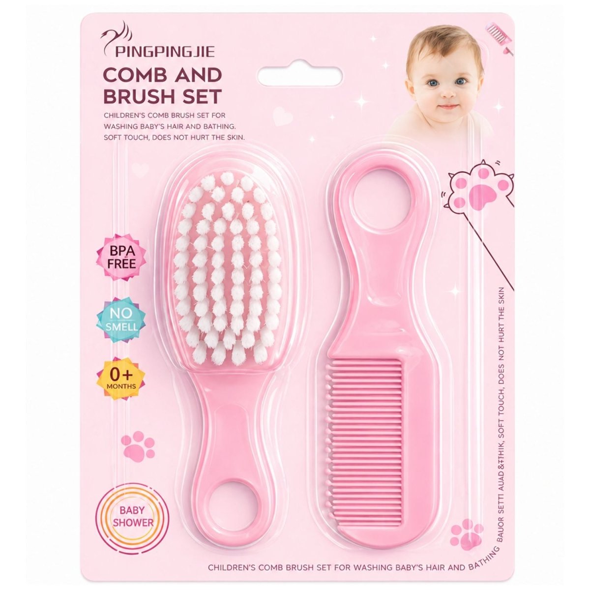 Baby Comb & Brush Set (Pink) Baby Comb & Brush Set- RoyalkartBaby Comb & Brush Set