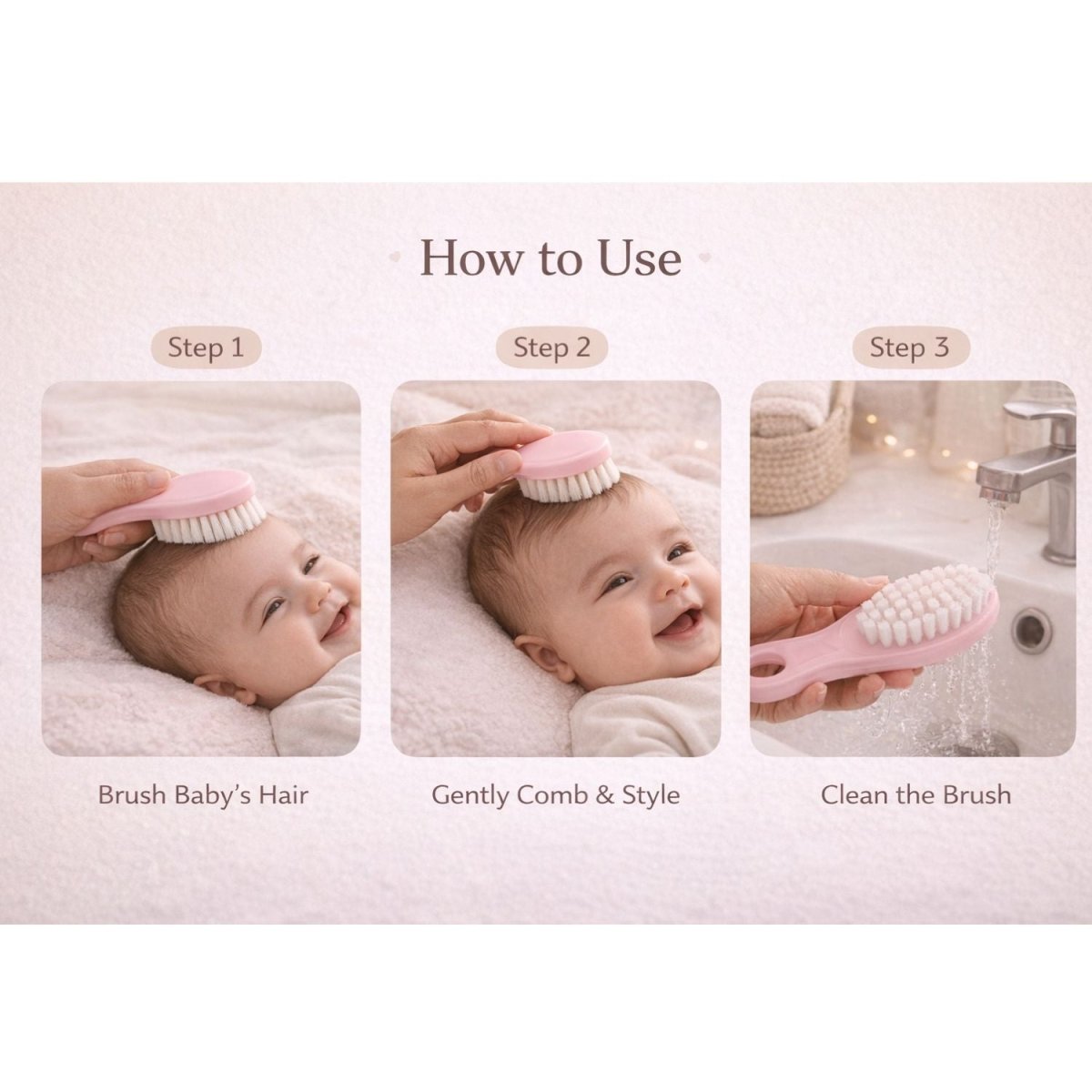 Baby Comb & Brush Set (Pink) Baby Comb & Brush Set- RoyalkartBaby Comb & Brush Set