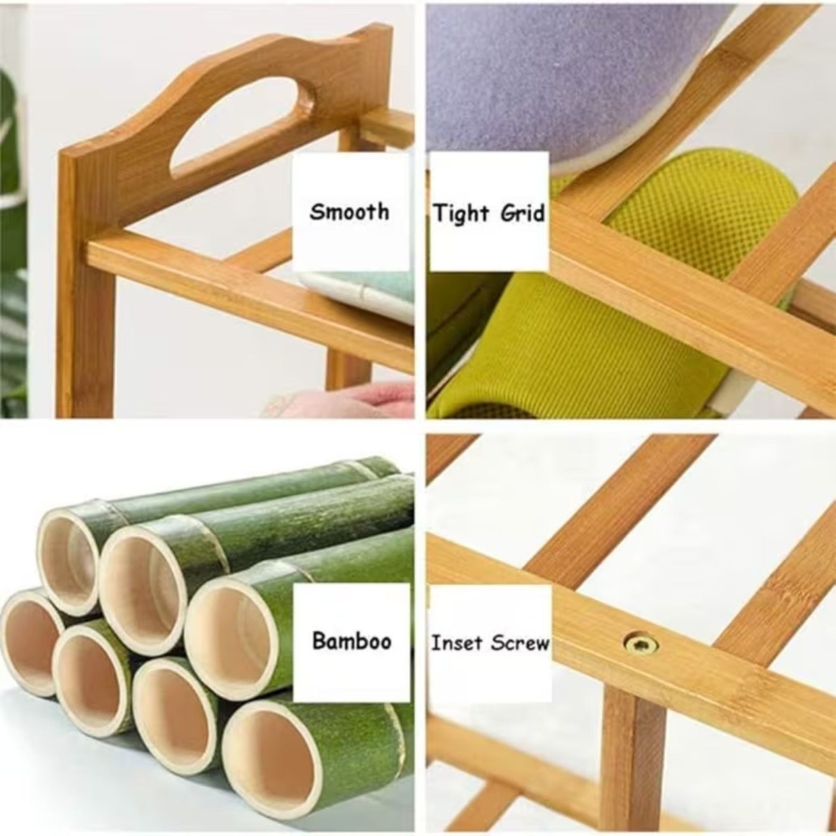 Bamboo 4-Tier Shoe Rack (Light Brown) Bamboo Shoe Rack- RoyalkartBamboo Shoe Rack