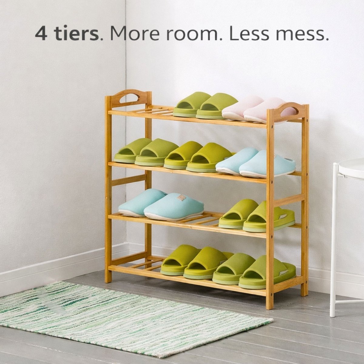 Bamboo 4-Tier Shoe Rack (Light Brown) Bamboo Shoe Rack- RoyalkartBamboo Shoe Rack