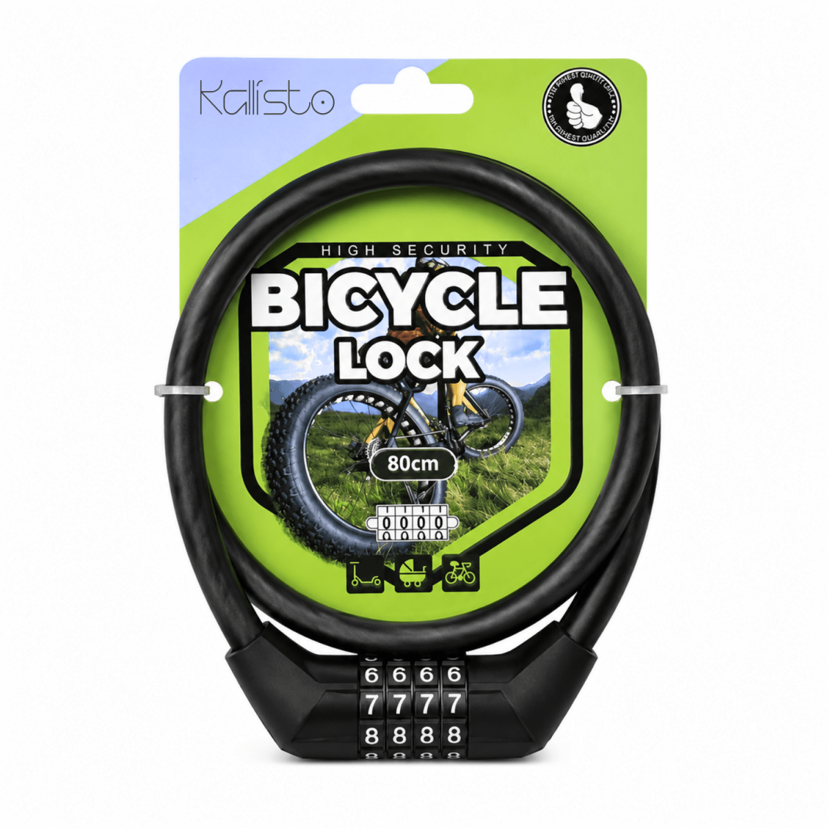 Bicycle Lock 80 CM, 4-Digit Combination Cable Lock for Cycle, Bike, Scooter & Stroller, Steel Cable with PVC Protective Coating, Resettable Anti-Theft Lock, Black Cabinet Locks & Straps- #Royalkart#3-digit combination lock
