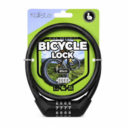Bicycle Lock 80 CM, 4-Digit Combination Cable Lock for Cycle, Bike, Scooter & Stroller, Steel Cable with PVC Protective Coating, Resettable Anti-Theft Lock, Black Cabinet Locks & Straps- #Royalkart#3-digit combination lock