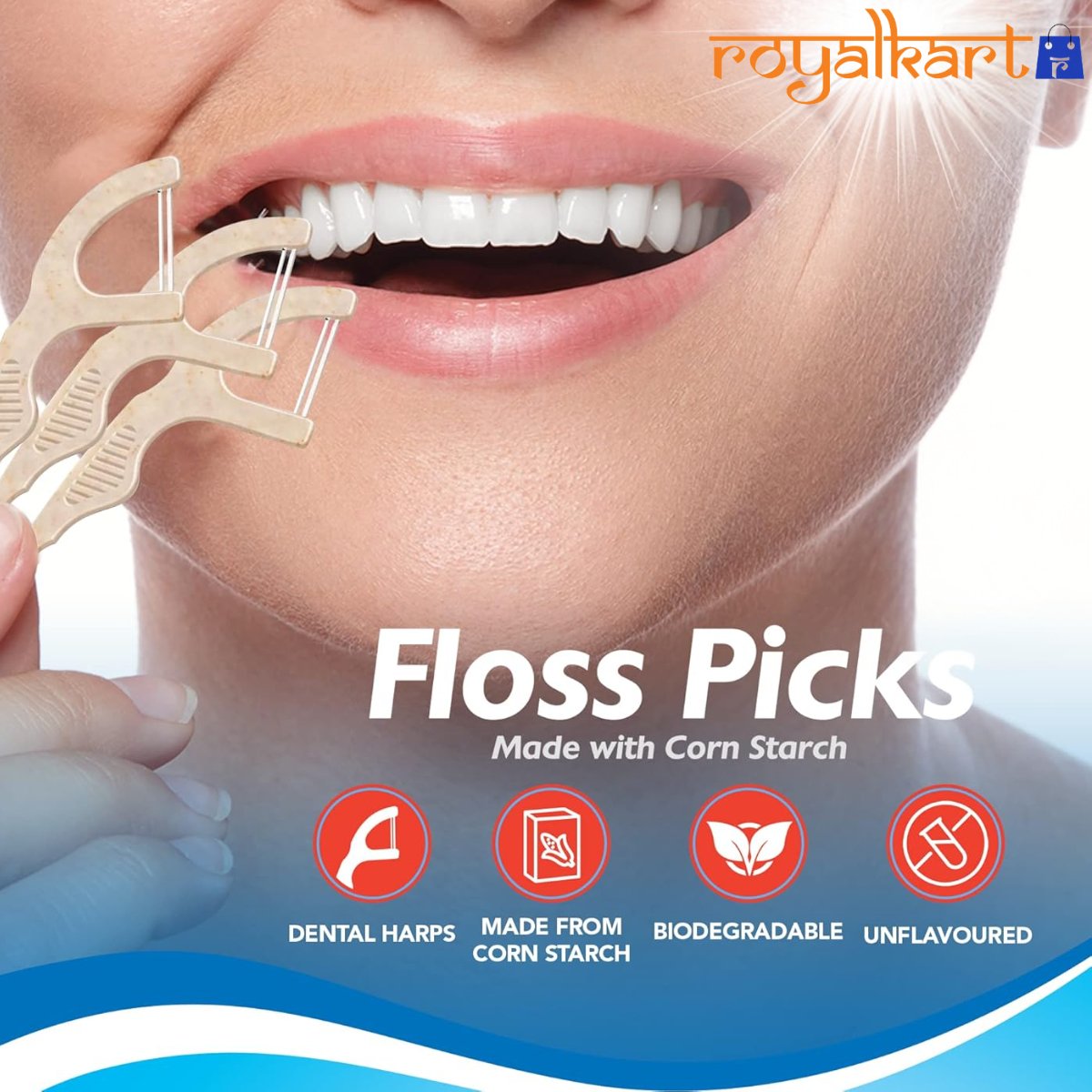 Biodegradable Dental Floss Picks with Corn Starch Material Eco - Friendly Floss Sticks for Teeth(Mint) Dental Floss - #Royalkart#buy dental floss