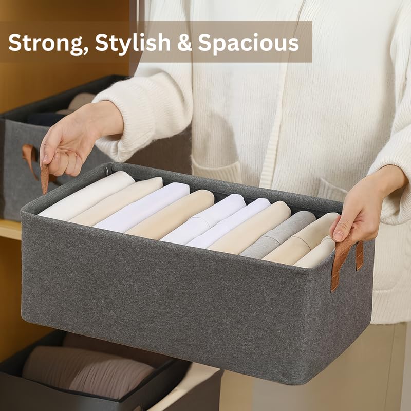 Cloth Organiser Storage Box Grey (Pack of 4) Clothes Storage Box - Royalkartclothes organiser