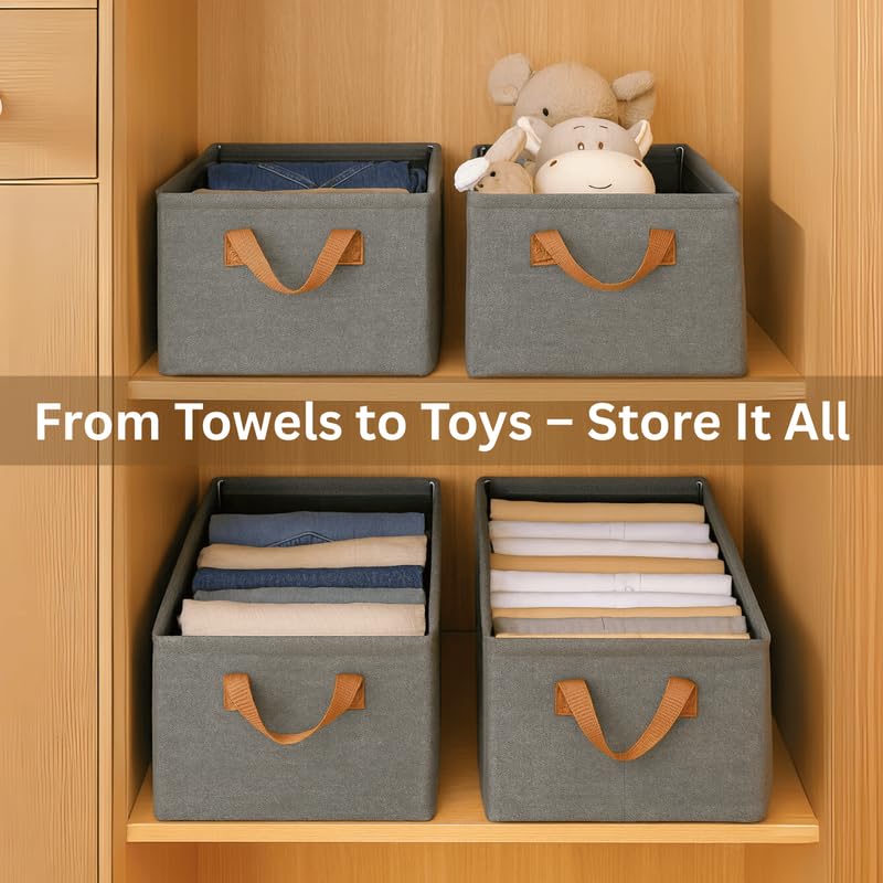 Cloth Organiser Storage Box Grey (Pack of 4) Clothes Storage Box - Royalkartclothes organiser