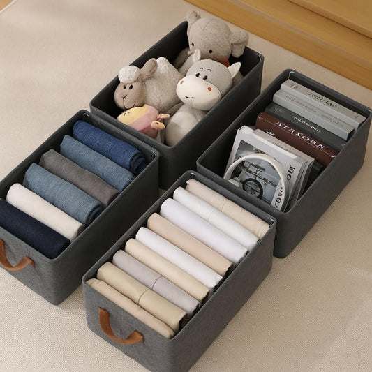 Cloth Organiser Storage Box Grey (Pack of 4) Clothes Storage Box - Royalkartclothes organiser