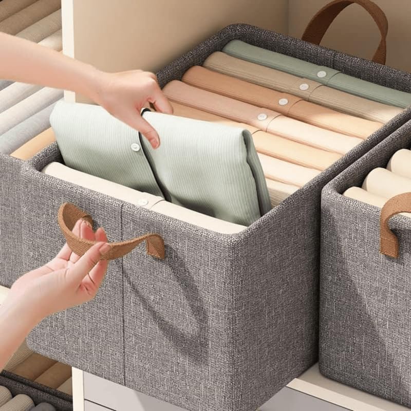 Cloth Organiser Storage Box Grey (Pack of 4) Clothes Storage Box - Royalkartclothes organiser