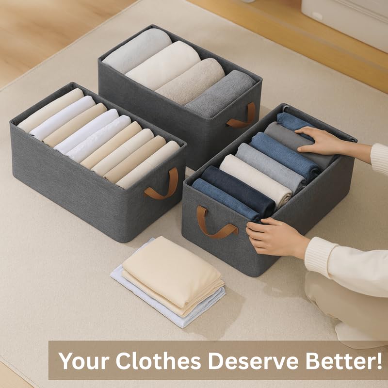 Cloth Organiser Storage Box Grey (Pack of 4) Clothes Storage Box - Royalkartclothes organiser