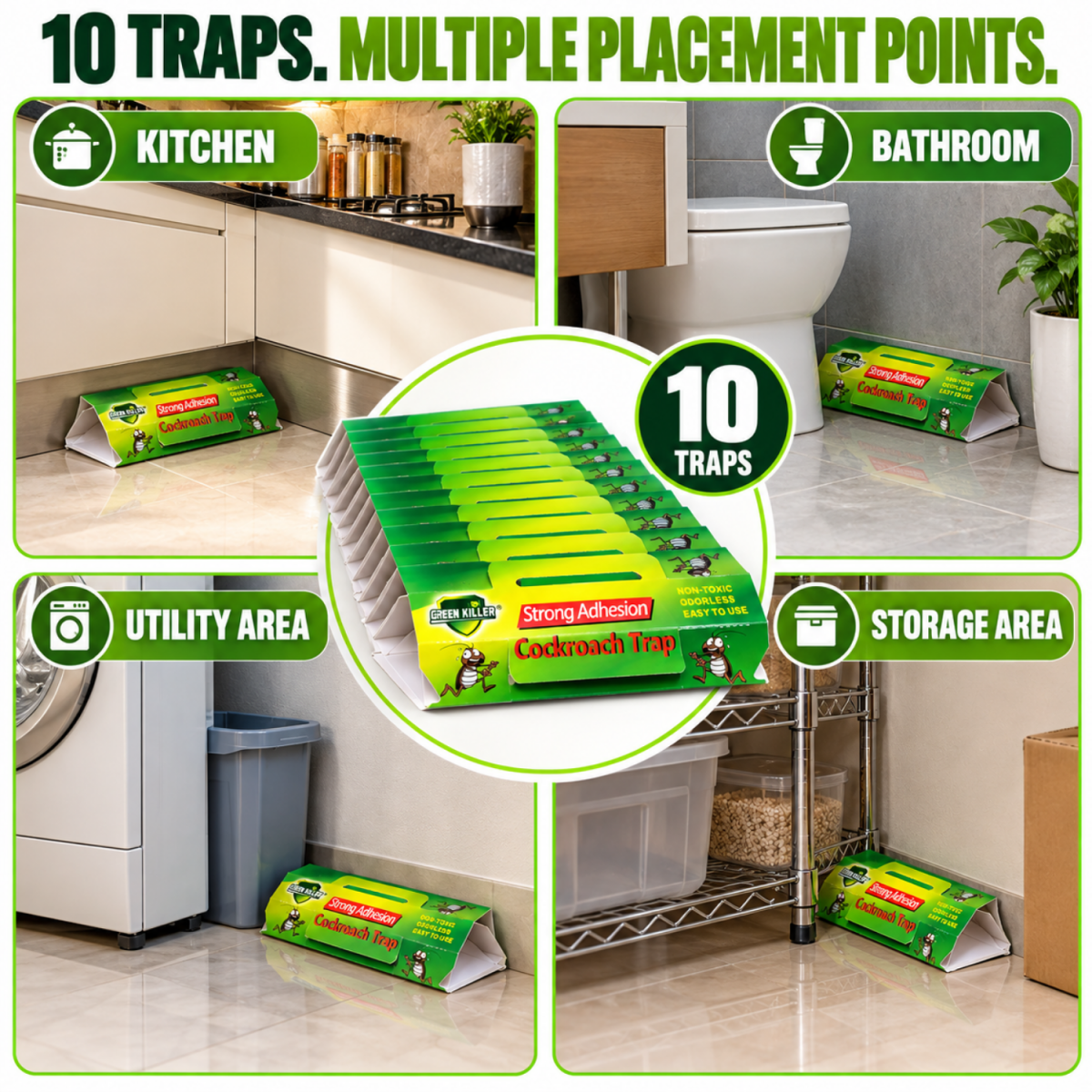 Cockroach Glue Traps with Bait - Pack of 10 Insect Control- #Royalkart#cockroach trap