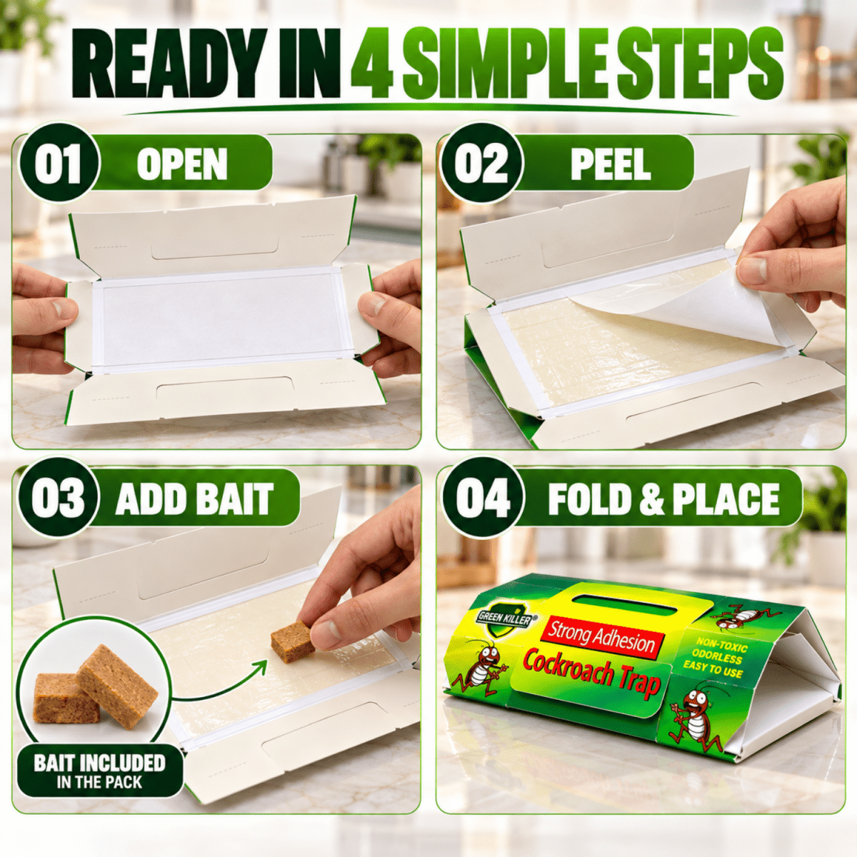 Cockroach Glue Traps with Bait - Pack of 10 Insect Control- #Royalkart#cockroach trap