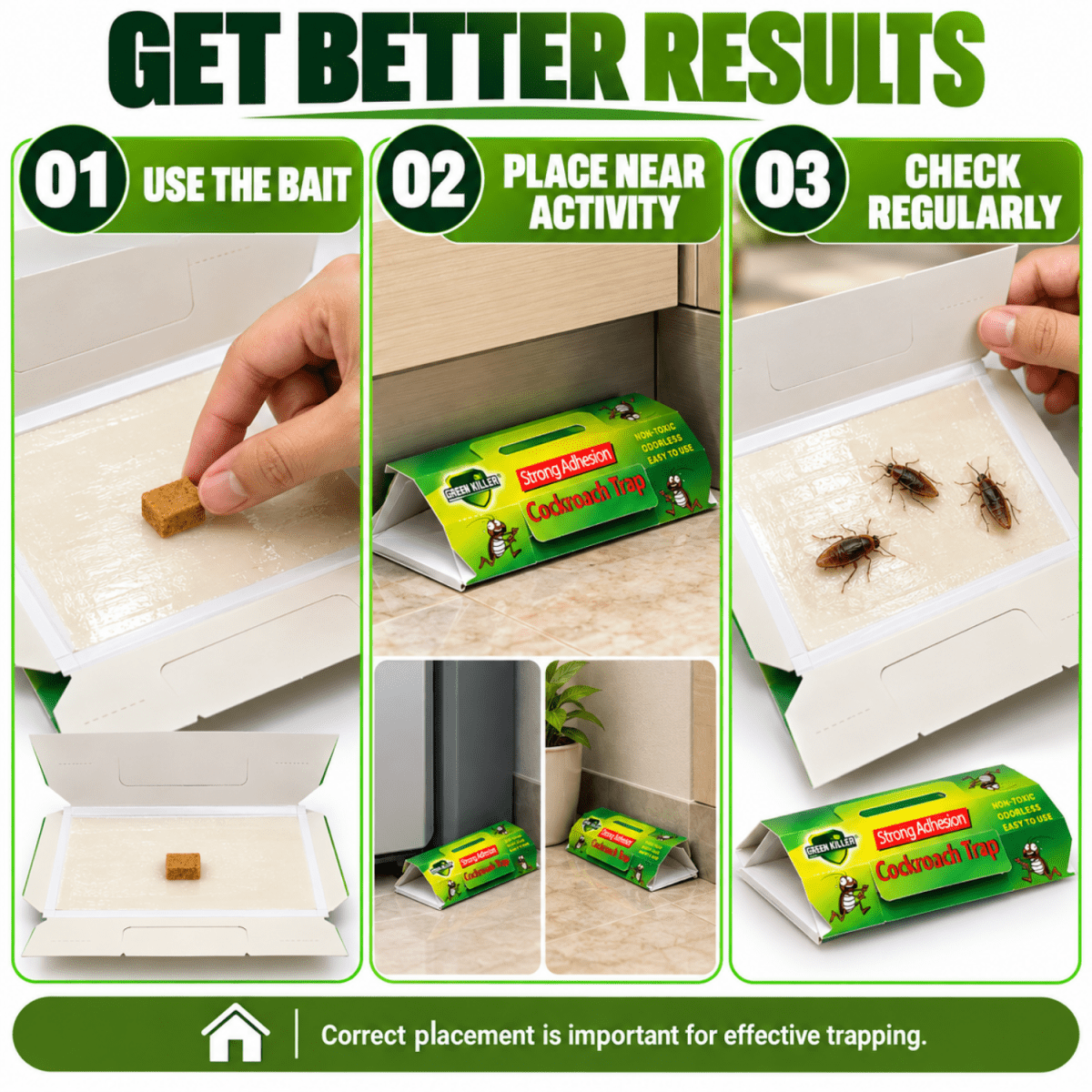 Cockroach Glue Traps with Bait - Pack of 10 Insect Control- #Royalkart#cockroach trap