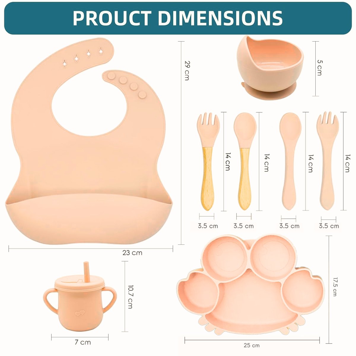 Crab Shape Silicone Baby Feeding Set Tableware Kit for Babies and Toddlers(Peach) Baby Tableware Set - #Royalkart#