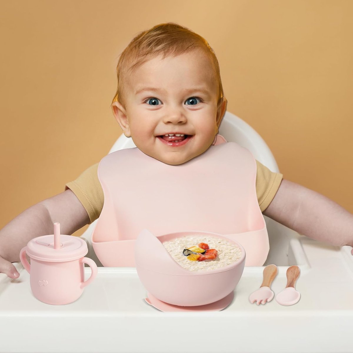 Crab Shape Silicone Baby Feeding Set Tableware Kit for Babies and Toddlers(Peach) Baby Tableware Set - #Royalkart#