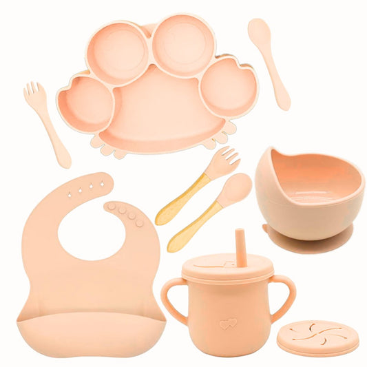 Crab Shape Silicone Baby Feeding Set Tableware Kit for Babies and Toddlers(Peach) Baby Tableware Set - #Royalkart#