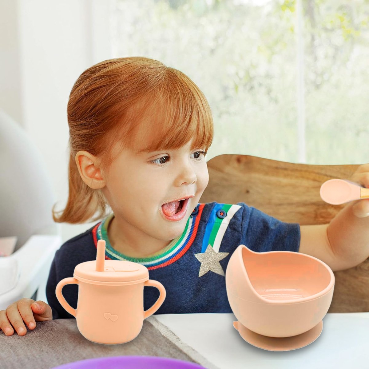 Crab Shape Silicone Baby Feeding Set Tableware Kit for Babies and Toddlers(Peach) Baby Tableware Set - #Royalkart#