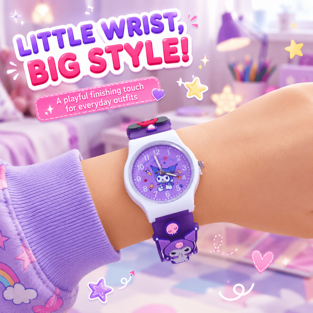 Cute Kids Analog Wrist Watch for Girls | 3D Cartoon Silicone Strap | Adjustable Comfortable Band watch- #Royalkart#watch box