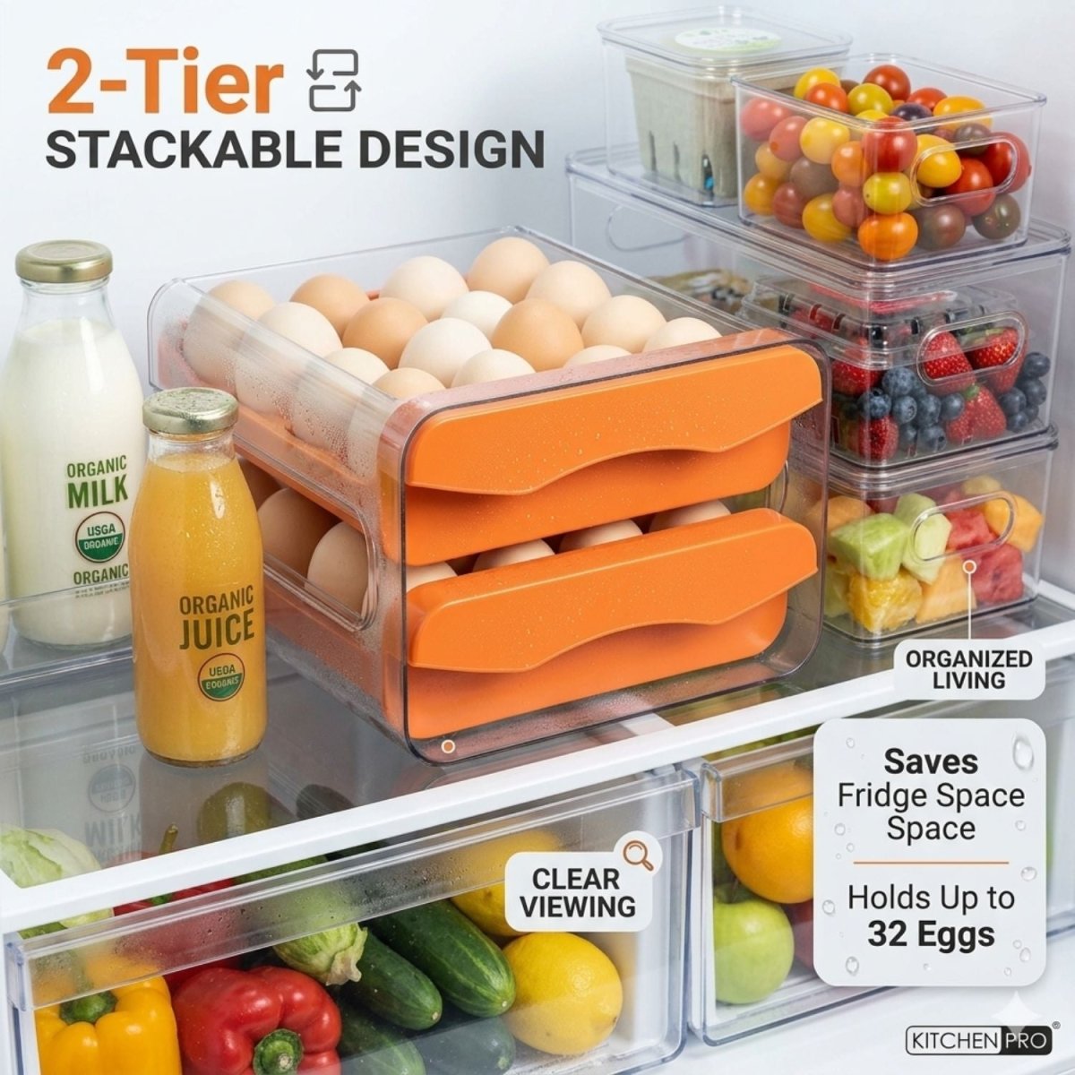 Double Layer Egg Storage Organizer Egg Storage Organizer- Royalkartkitchen storage rack