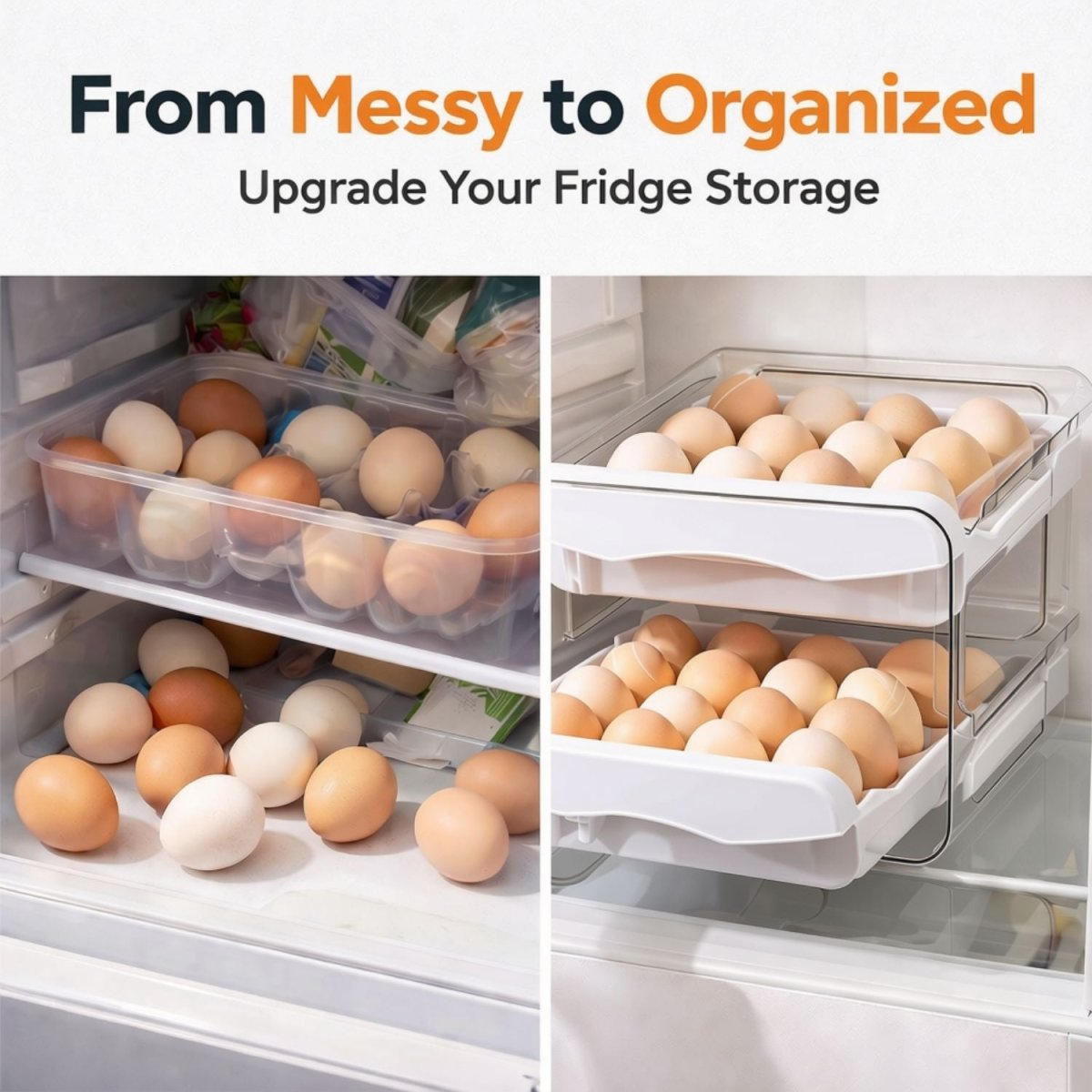 Double Layer Egg Storage Organizer Egg Storage Organizer- Royalkartkitchen storage rack