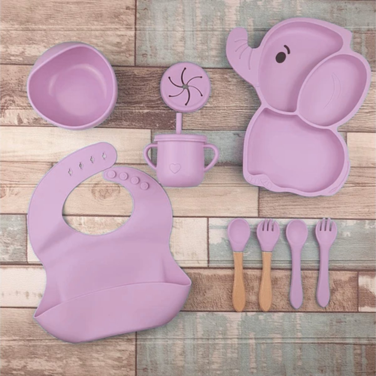 Elephant Shape Silicone Baby Feeding Set Tableware Kit for Babies and Toddlers Baby Tableware Set - #Royalkart#