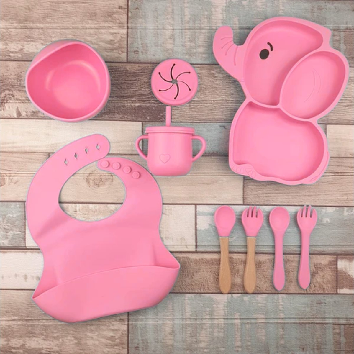 Elephant Shape Silicone Baby Feeding Set Tableware Kit for Babies and Toddlers Baby Tableware Set - #Royalkart#