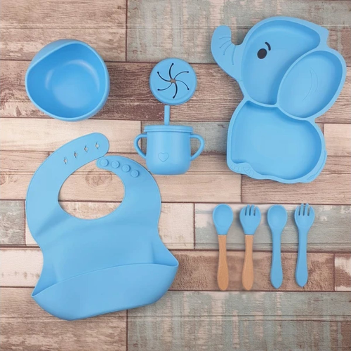 Elephant Shape Silicone Baby Feeding Set Tableware Kit for Babies and Toddlers Baby Tableware Set - #Royalkart#