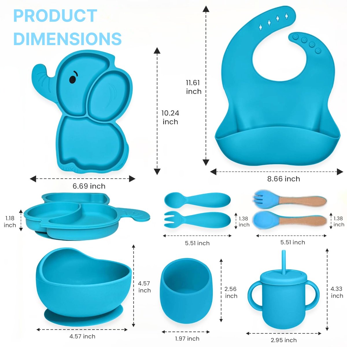 Elephant Shape Silicone Baby Feeding Set Tableware Kit for Babies and Toddlers Baby Tableware Set - #Royalkart#