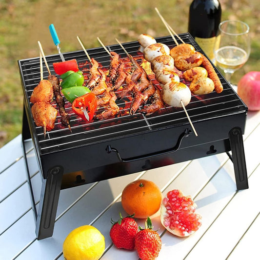 Foldable Charcoal Barbecue Grill with Complete BBQ Tool Set Barbecue Grill Set - #Royalkart#Foldable BBQ Grill