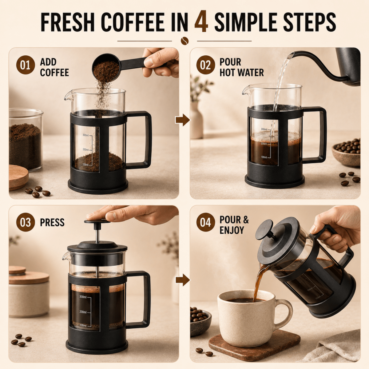 French Press Coffee Maker 350 ml kitchen appliances- #Royalkart#coffee maker