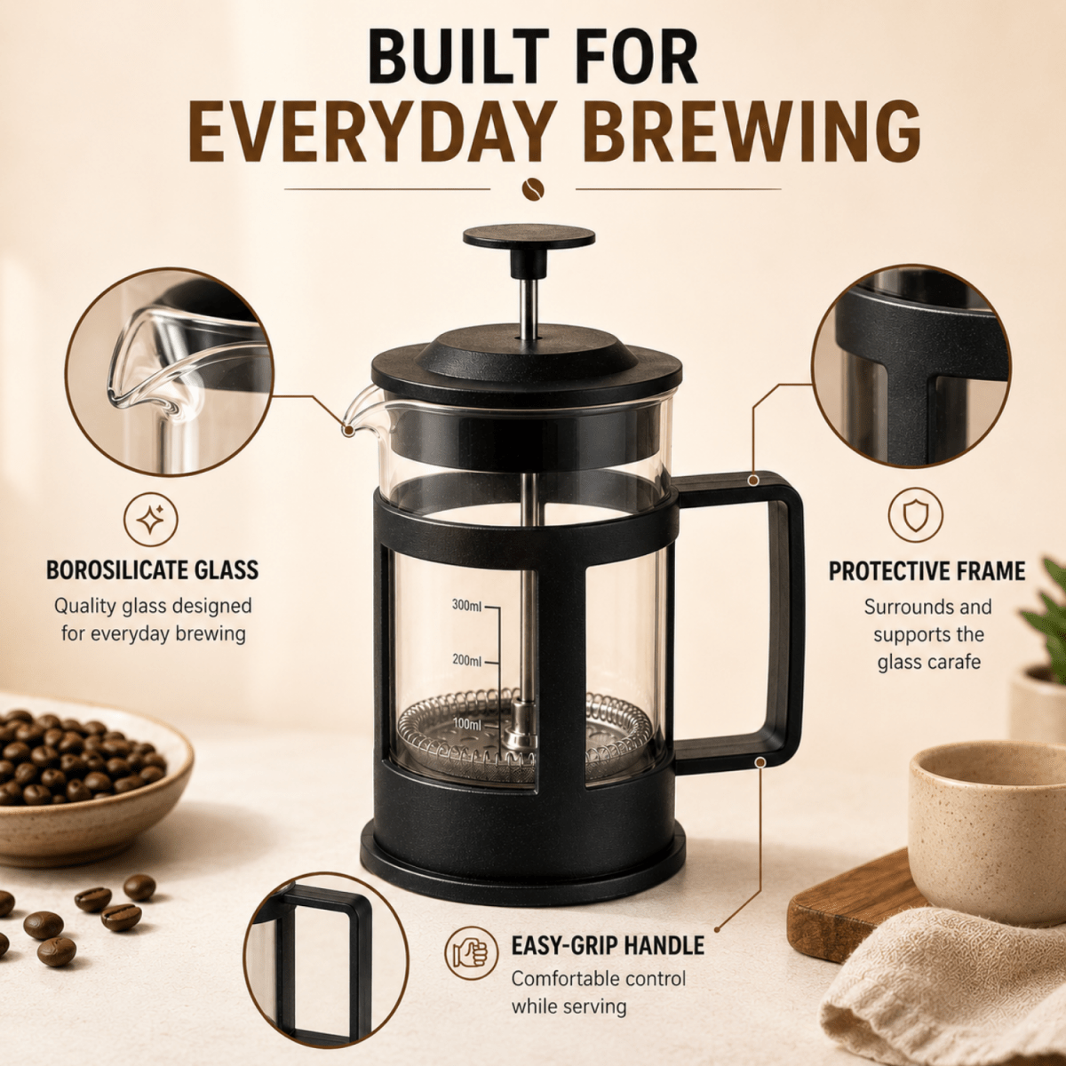 French Press Coffee Maker 350 ml kitchen appliances- #Royalkart#coffee maker