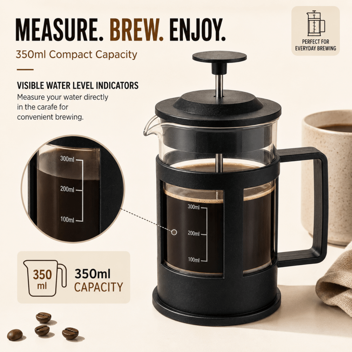 French Press Coffee Maker 350 ml kitchen appliances- #Royalkart#coffee maker