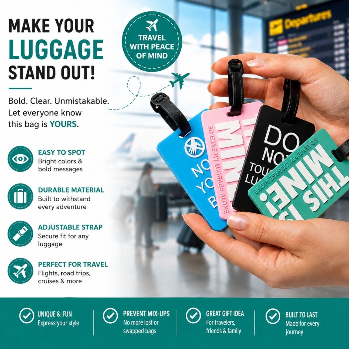 Funny Luggage Tag (Multicolour - Pack of 4) Luggage Tag- RoyalkartLuggage Tags