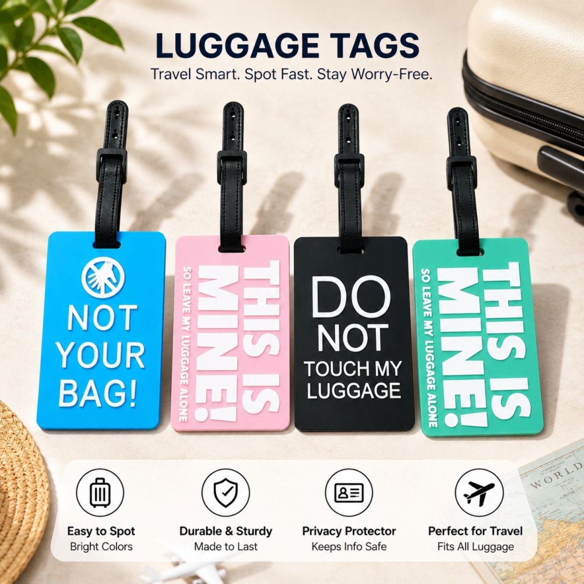 Funny Luggage Tag (Multicolour - Pack of 4) Luggage Tag- RoyalkartLuggage Tags