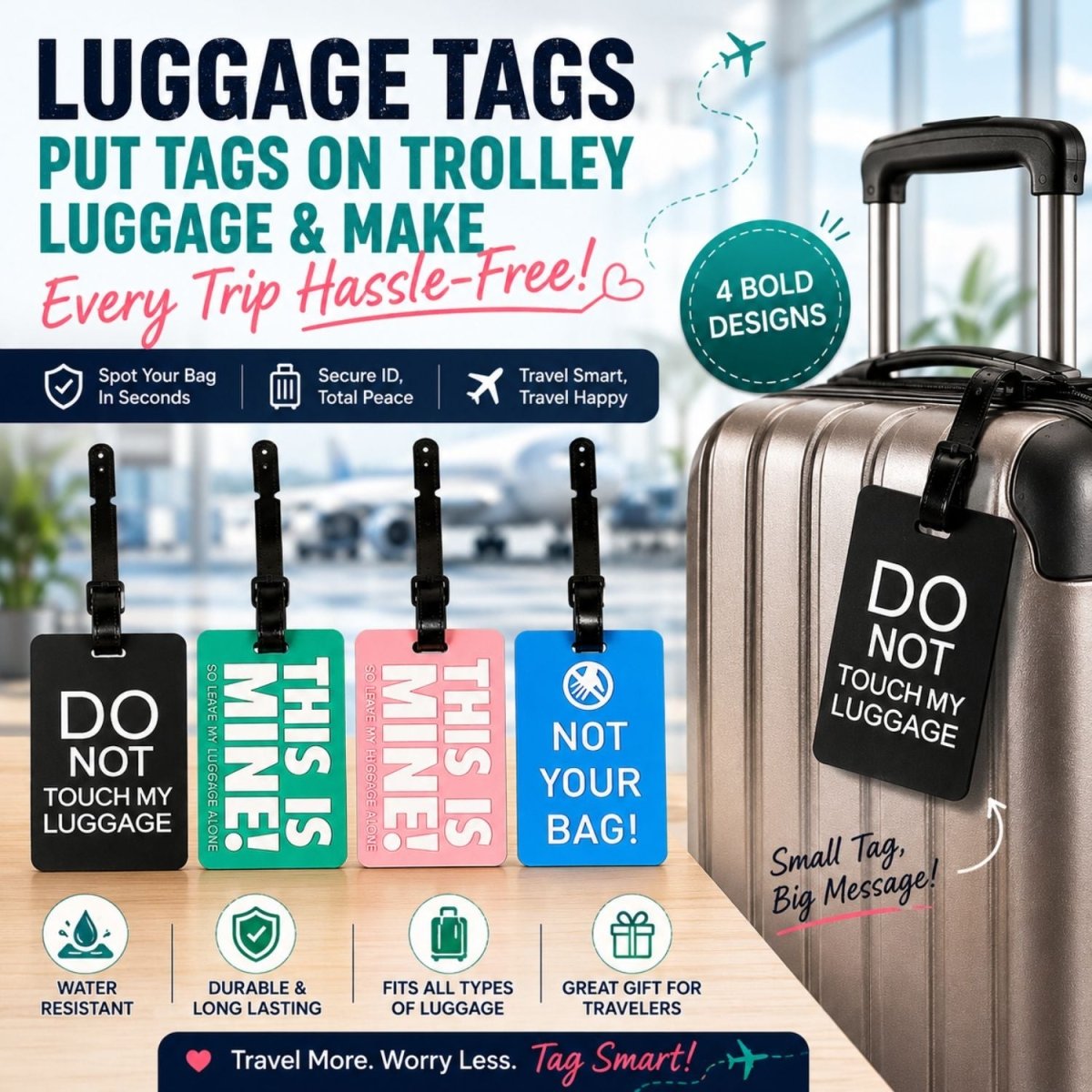 Funny Luggage Tag (Multicolour - Pack of 4) Luggage Tag- RoyalkartLuggage Tags