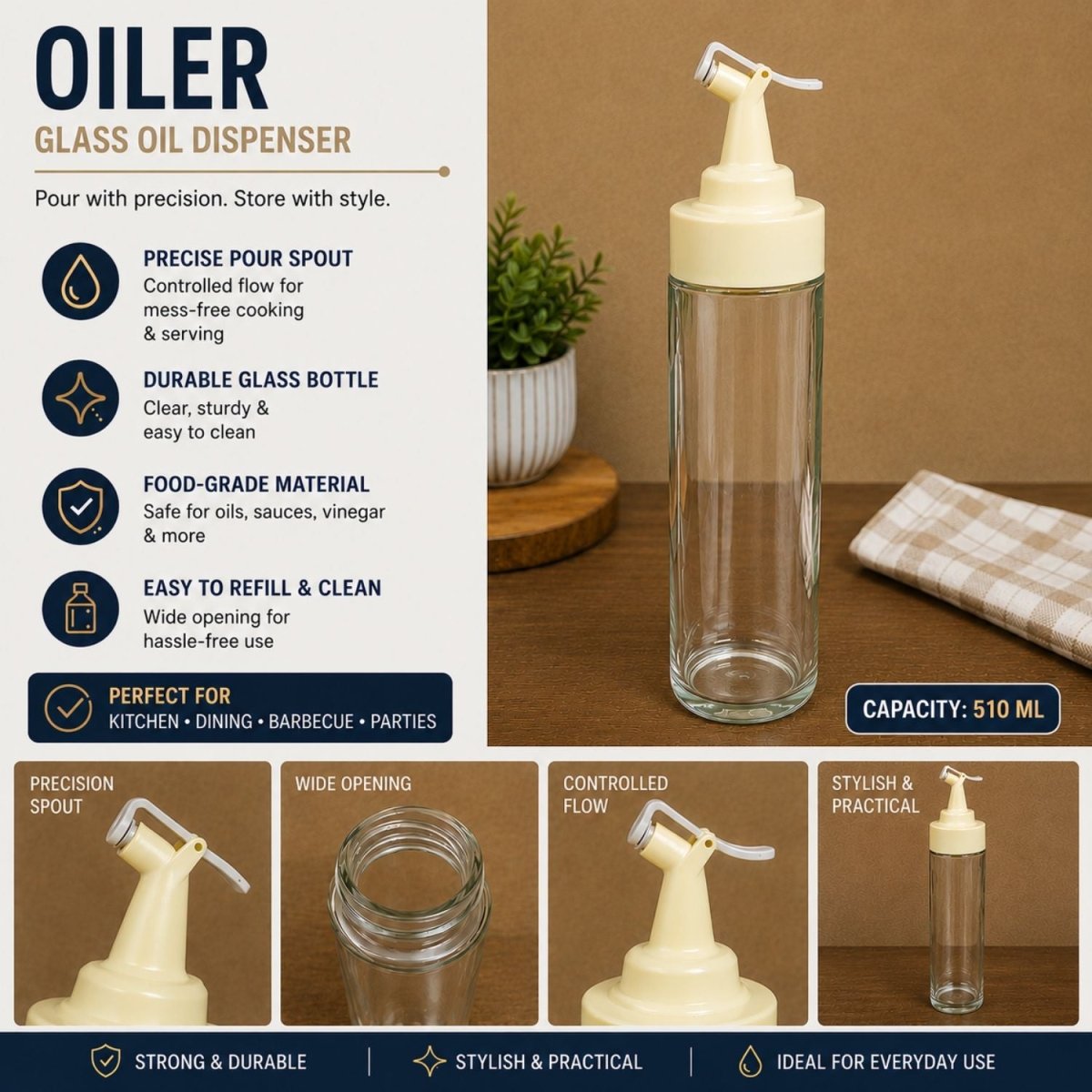 Glass Oil Dispenser Bottle Oil Dispenser- Royalkartoil dispenser