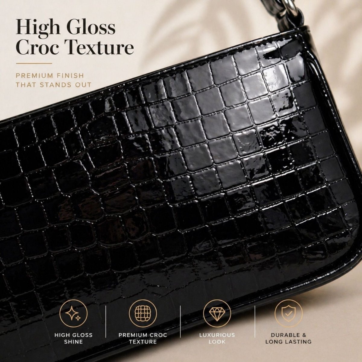 Glossy Croc Baguette Bag Sling Bag- RoyalkartSling Bag
