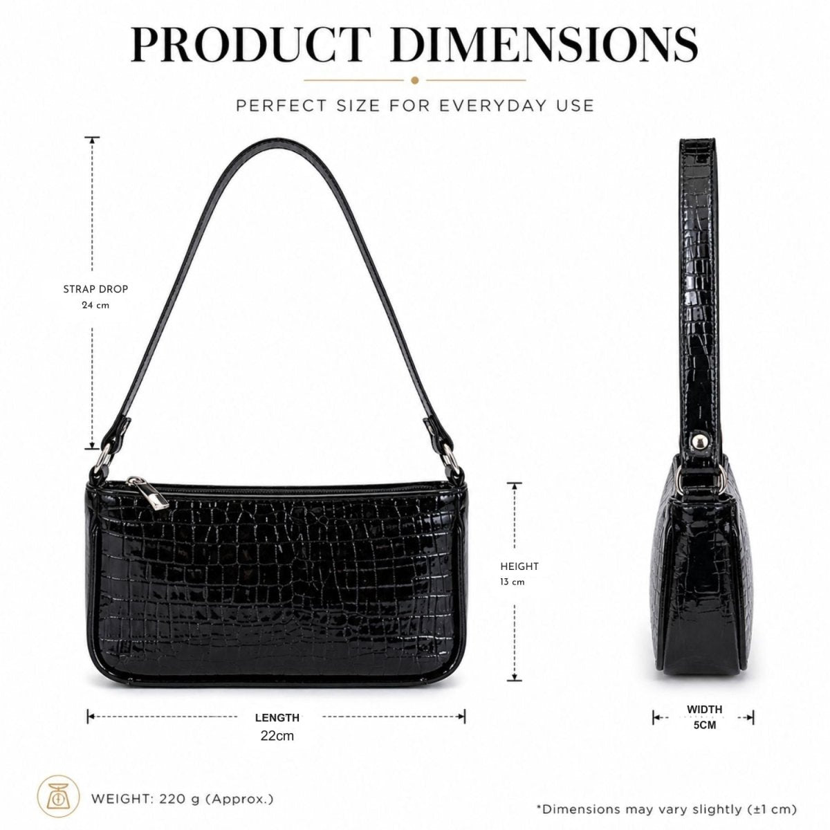 Glossy Croc Baguette Bag Sling Bag- RoyalkartSling Bag