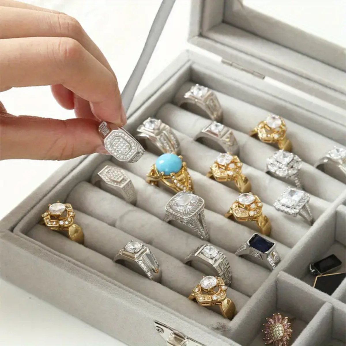 Jewelry Display Storage Holder Case with Glass Lid for Rings Earrings Necklace Bracelets Jewellery Box - #Royalkart#jewellery box