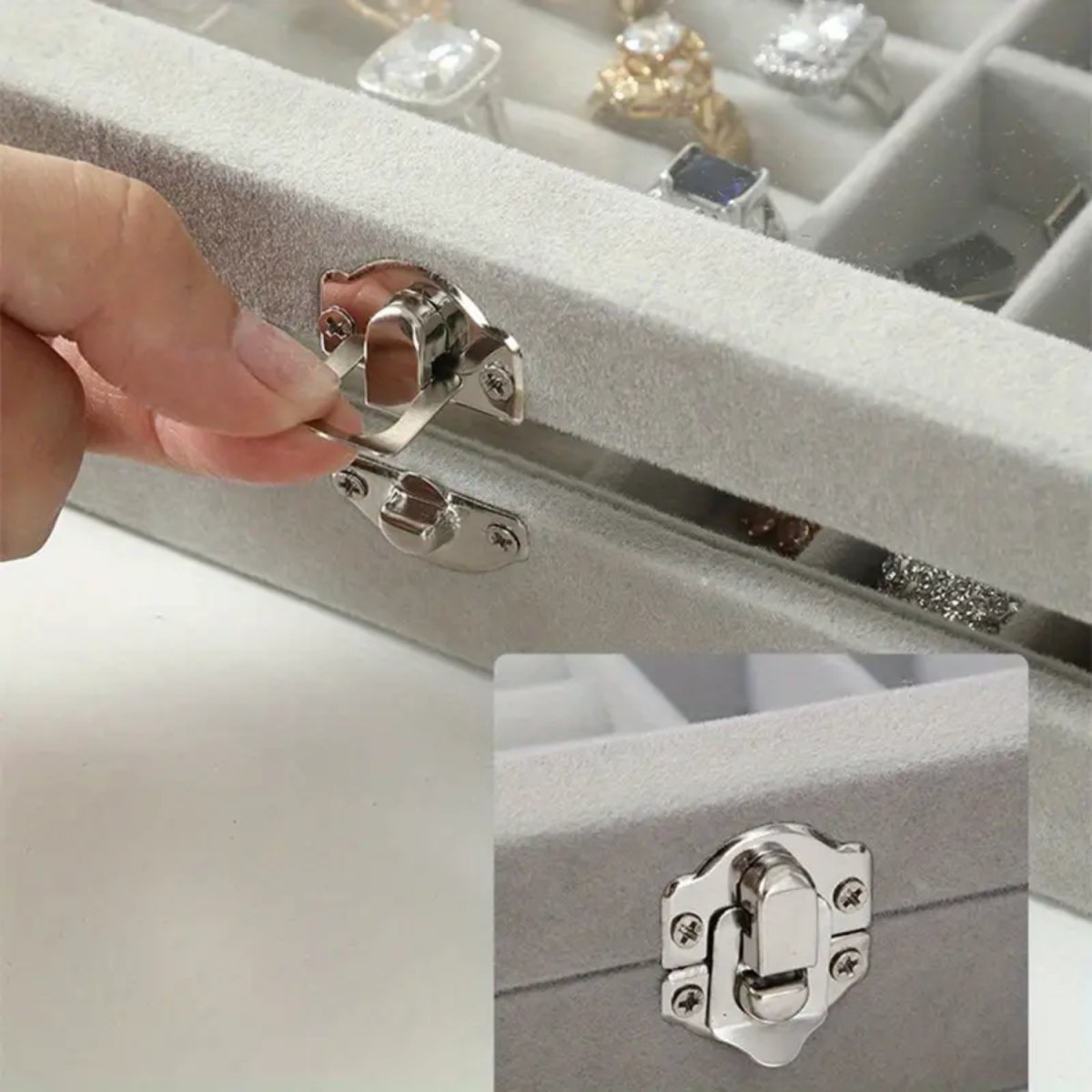 Jewelry Display Storage Holder Case with Glass Lid for Rings Earrings Necklace Bracelets Jewellery Box - #Royalkart#jewellery box