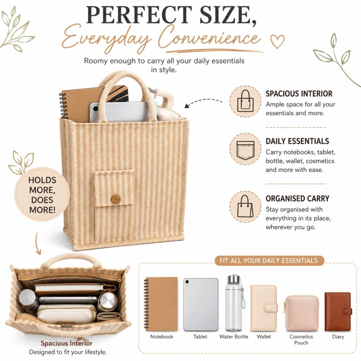 Jute Tote Bag (Beige) Jute Bag- RoyalkartJute Bag