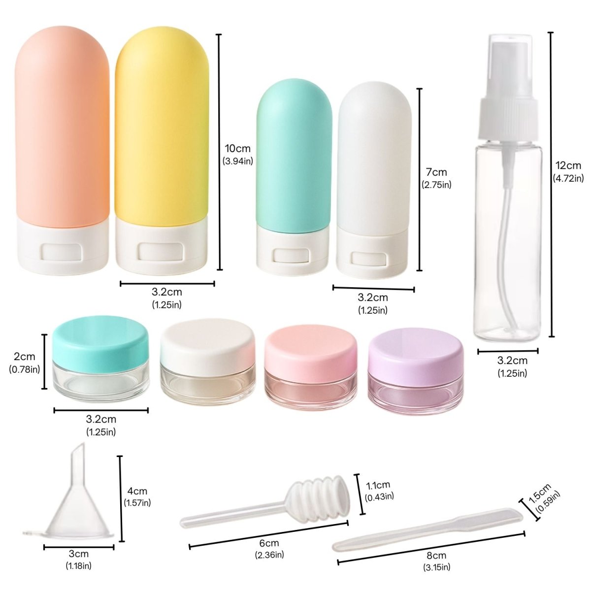 KALLISTO 13 - Pack Travel Bottles Toiletry Kit Sqeeze Bottles - Royalkartsqeezy bottles