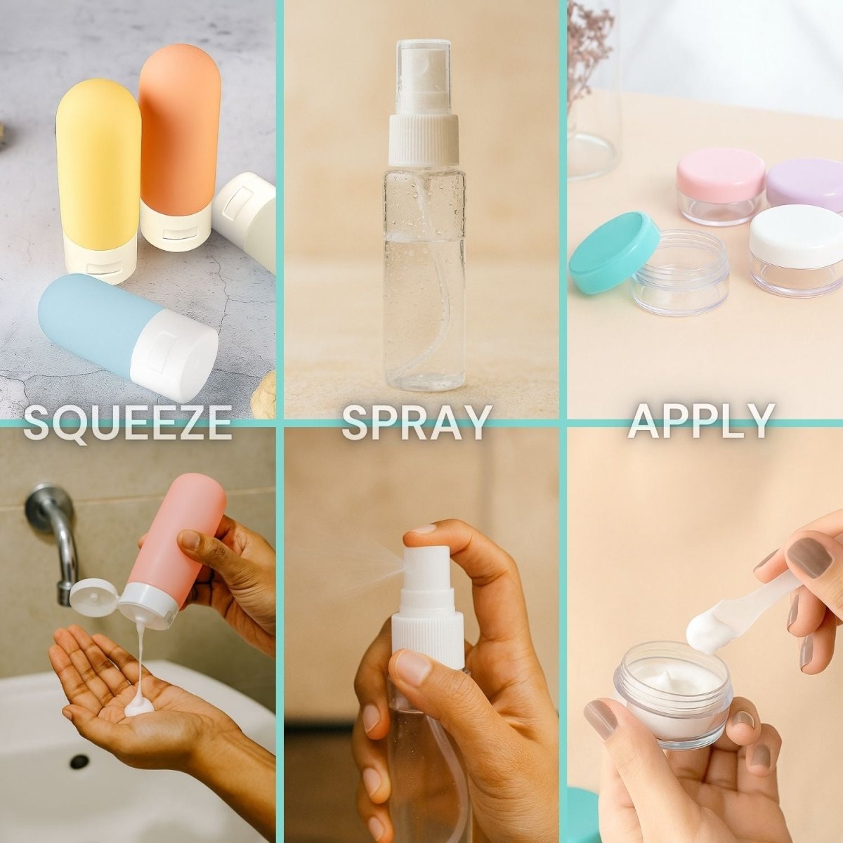 KALLISTO 13 - Pack Travel Bottles Toiletry Kit Sqeeze Bottles - Royalkartsqeezy bottles