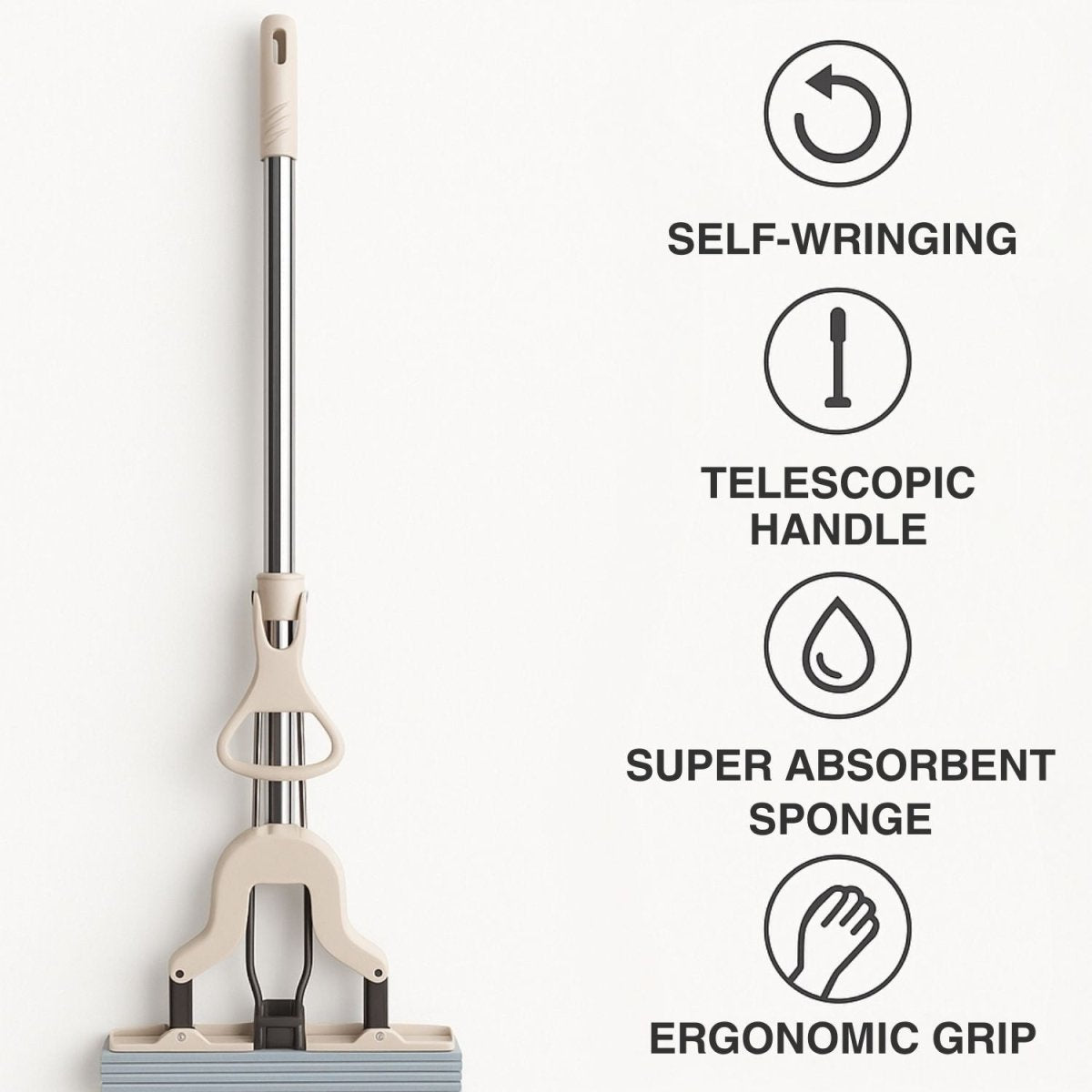 KALLISTO Butterfly Floor Wiper with Super Absorbent Sponge Head Cleaning Mop - Royalkartbathroom wiper