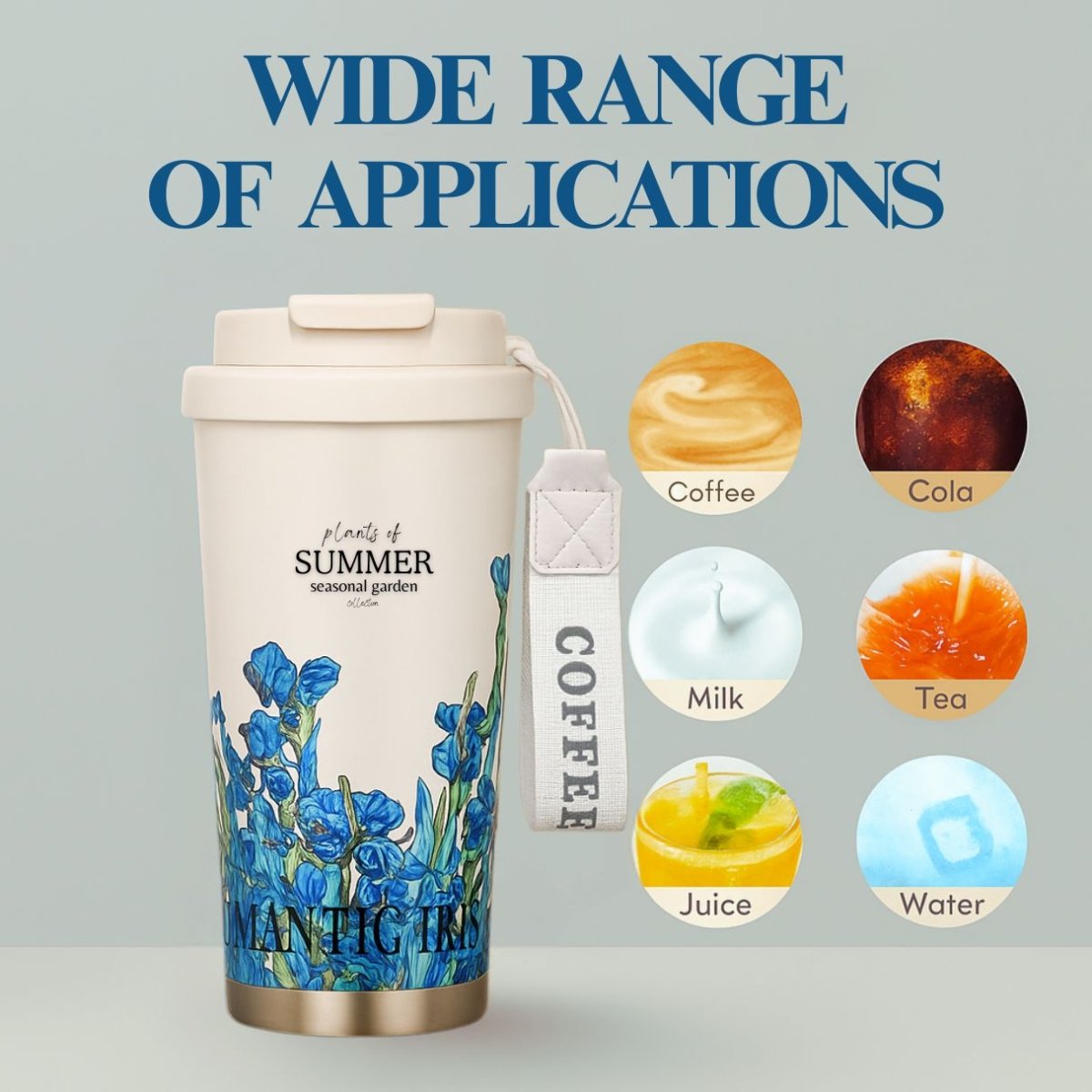 KALLISTO Insulated Stainless Steel Coffee Mug, 500ml (Romantic Iris) Coffee Mug - Royalkartinsulated coffee mug