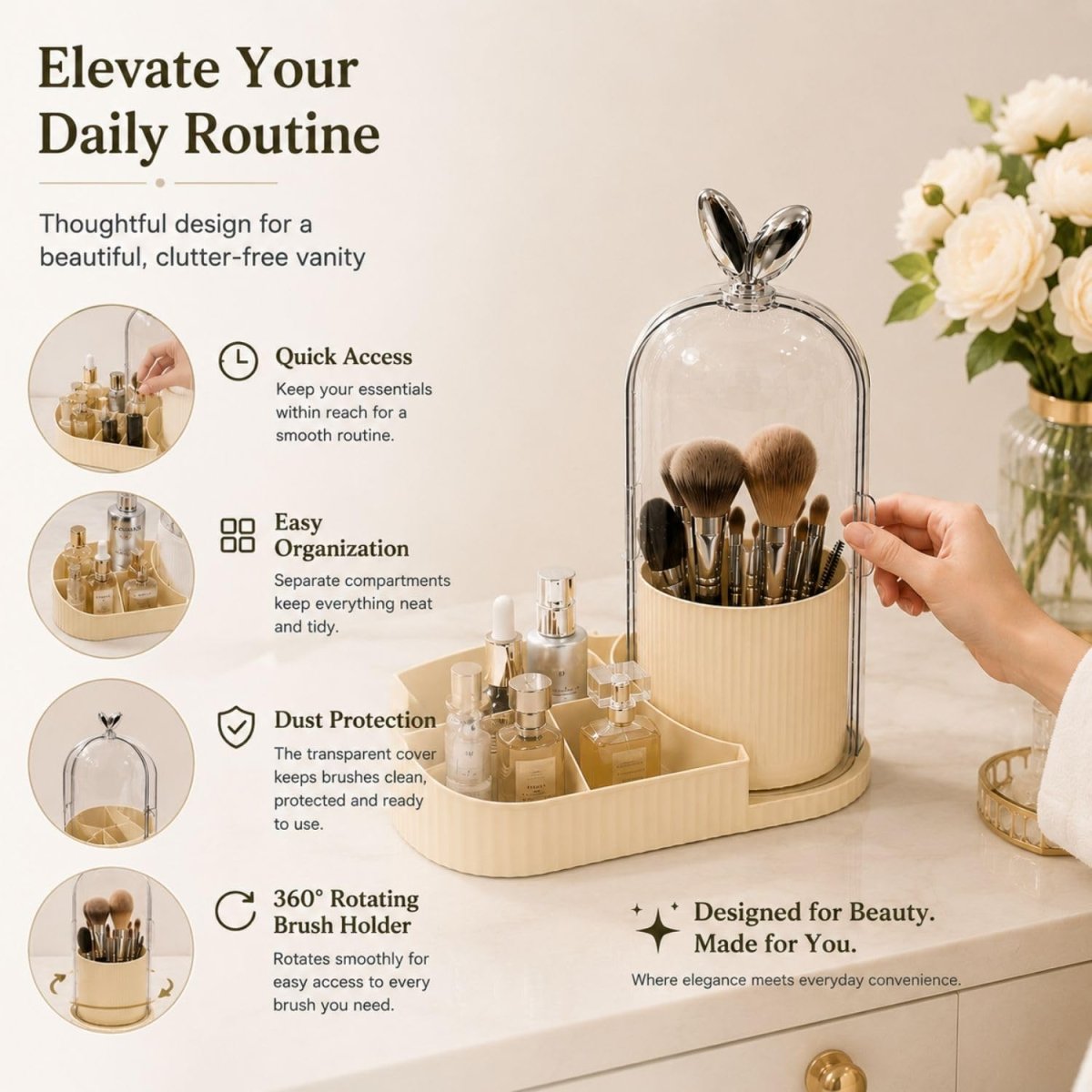 Kallisto Makeup Organizer with 360 Degree Rotating Brush Holder MAKE ORGANIZER- Royalkart