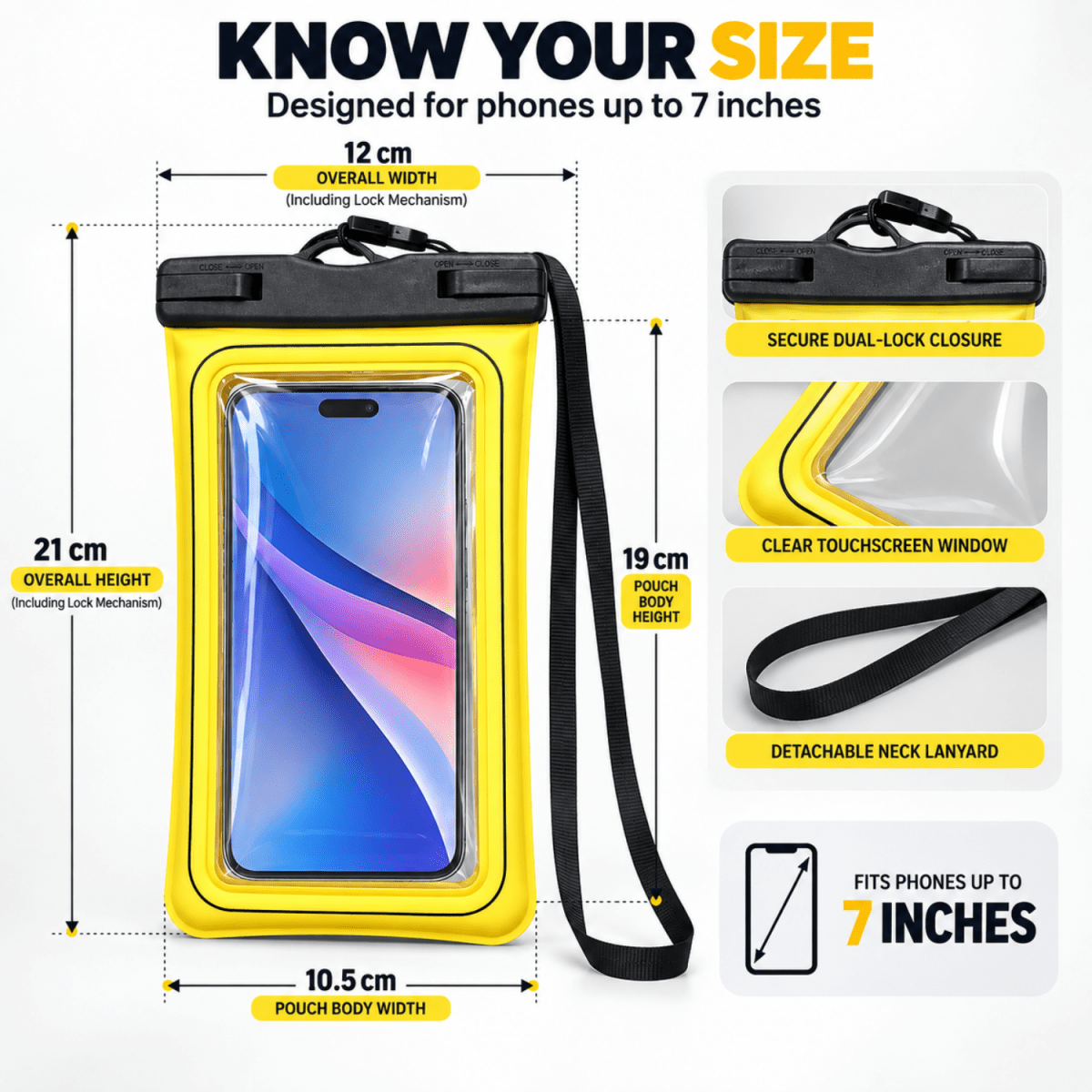 Kallisto Waterproof Phone Pouch (YELLOW) Mobile Covers- #Royalkart#mobile cover