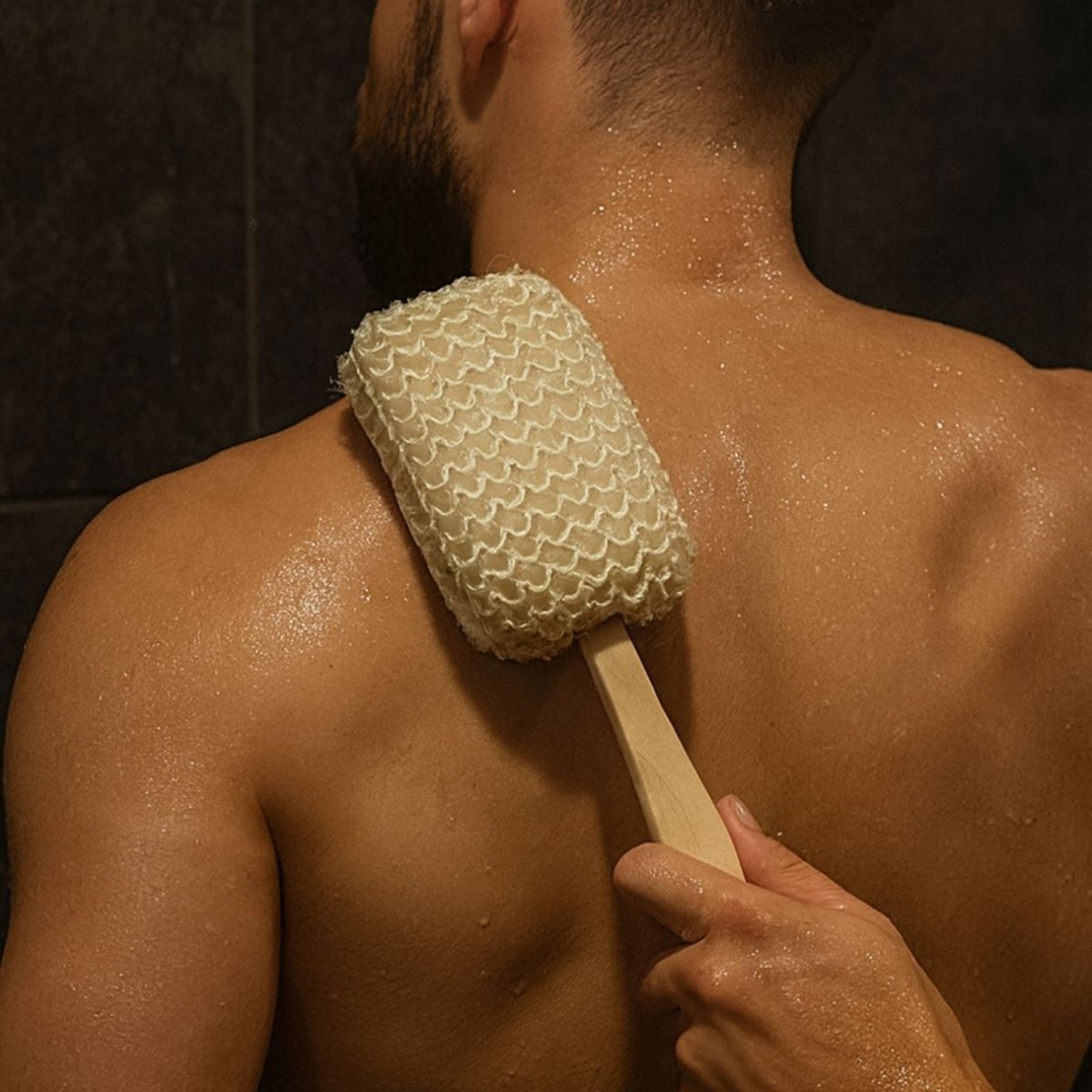 KALLISTO Wooden Bath Brush with Hand Loofah Loofah - Royalkartbath brush