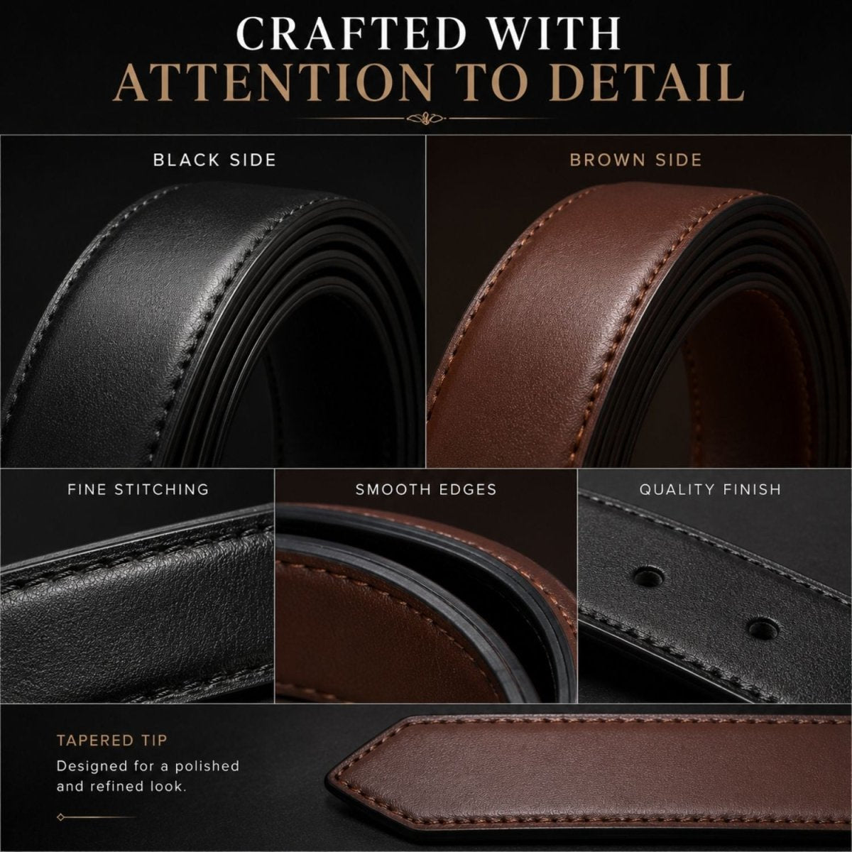 Luxe Reversible Belt (Black & Brown, Leather) Belt- RoyalkartBelt