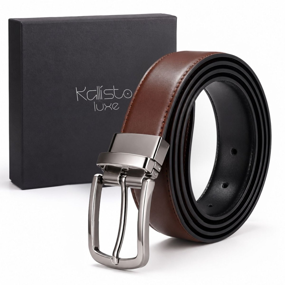 Luxe Reversible Belt (Black & Brown, Leather) Belt- RoyalkartBelt